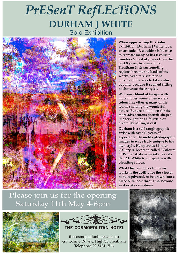 Footage of Durham’s Solo Exhibition works, Cosmopolitan Hotel, Trentham