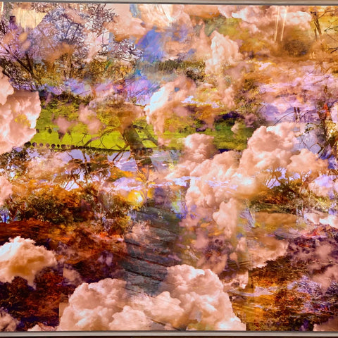 A Place to Dream contemporary landscape wall art framed Chromaluxe metal print with soft lilac tones, layered clouds and dreamlike Australian scenery