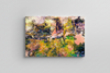 A semi abstract artwork featuring soft pastel tones and the geometrical shapes of iconic Bendigo landmarks and nature.