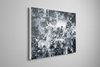 “A World Lost Within” archival canvas print by Durham J White, featuring a layered photographic artwork of Bendigo's View Street and Pall Mall in black and white with sharp geometric forms and atmospheric monochrome passages.