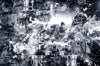 “A World Lost Within” artwork by Durham J White, featuring a layered photographic artwork of Bendigo's View Street and Pall Mall in black and white with sharp geometric forms and atmospheric monochrome passages.
