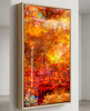 Autumnal Fall – Ash box framed canvas print. Contemporary landscape by Durham J White. Rich reds, burnt orange and golden tones inspired by Honour Avenue Macedon at peak autumn in a tall layered photographic composition.