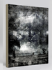 “Etched” archival canvas print by Durham J White, featuring a monochrome layered photographic artwork of the central Victorian countryside and expansive cloudscapes in carbon blacks, charcoal mid-tones, and crisp whites.