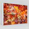 “Falling Deeper Into Autumn’s Reds” Archival canvas print by Durham J White, featuring a layered photographic artwork of Bendigo's historic streetscape in deep autumn reds, burnt oranges, and monochrome architectural lines.