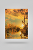 “Floating” archival canvas print by Durham J White, featuring a layered photographic artwork of Kyneton architecture reflections in radiant golden yellows, soft khakis, and rich amber tones.