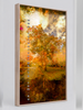 “Grounded” ash box framed ChromaLuxe metal print by Durham J White, featuring a layered photographic artwork of Honour Avenue in Macedon in saturated burnt oranges, amber tones, and radiant golden yellows.