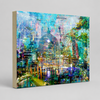 “Melbourne by Day” archival canvas print by Durham J White, featuring a layered photographic artwork of iconic Melbourne landmarks, including Flinders Street Station, Southbank, and the Yarra River bathed in luminous daylight.