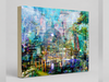 “Melbourne by Day” archival canvas print by Durham J White, featuring a layered photographic artwork of iconic Melbourne landmarks, including Flinders Street Station, Southbank, and the Yarra River bathed in luminous daylight.