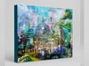 “Melbourne by Day” archival canvas print by Durham J White, featuring a layered photographic artwork of iconic Melbourne landmarks, including Flinders Street Station, Southbank, and the Yarra River bathed in luminous daylight.