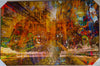 “Melbourne Tree of Life – Earthy Tones” ChromaLuxe metal print by Durham J White, featuring a layered photographic artwork blending Melbourne landmarks within an intricate tree canopy in ochre, warm gold, and muted brown tones.