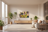 “Pastel Dreams” archival canvas print by Durham J White, featuring a layered photographic artwork of Bendigo's Sacred Heart Cathedral and View Street heritage architecture in pastel blush, sage green, and warm cream tones, minimal apartment living.