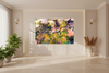 “Pastel Dreams” archival canvas print by Durham J White, featuring a layered photographic artwork of Bendigo's Sacred Heart Cathedral and View Street heritage architecture in pastel blush, sage green, and warm cream tones in a minimal interior.