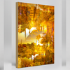 “Pyramids of the Historical Golden New” archival canvas print by Durham J White, featuring a layered photographic artwork of Piper Street's historic landmarks in Kyneton in washed copper and golden tones. With a beige khaki edge wrap.
