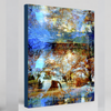 “Reminiscing” archival canvas print by Durham J White, featuring a layered photographic artwork of Glenlyon with cornflower blues, autumn reds, evoking a dreamlike Japanese landscape with white cloud snow-cap illusions and cherry blossom pink tones.