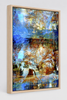 “Reminiscing” ash box framed archival canvas print by Durham J White, featuring a layered photographic artwork of Glenlyon with cornflower blues, autumn reds, evoking a dreamlike Japanese landscape with white cloud snow-cap illusions and cherry blossom pink tones.