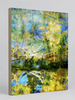 “River of Dreams” archival canvas print by Durham J White, featuring a layered photographic artwork of Piper Street's College and BlackHill Reserve in Kyneton in deep blues and luminous golden accents. Beige Khaki wrap