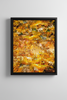 “The Angelic Golden Light” archival canvas print by Durham J White, featuring a layered photographic artwork of Bendigo's View Street and Pall Mall in warm golden ambers and luminous ochre tones with satin black timber frame.