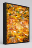"The Angelic Golden Light" satin black box framed archival canvas print by Durham J White, featuring a layered photographic artwork of Bendigo's View Street and Pall Mall with sculptural architectural elements in warm golden ambers and luminous ochre tones.