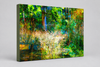 “The Fairytale Garden” archival canvas print by Durham J White, featuring a layered photographic artwork of the Australian countryside with deep lush greens and moonlit blues in a modern relaxing space.