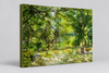 “The Water Coloured Grounds” archival canvas print by Durham J White, featuring a layered photographic artwork of the Australian countryside with lush meadow greens, warm earth tones, and a soft painterly finish.