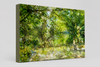“The Water Coloured Grounds” archival canvas print by Durham J White, featuring a layered photographic artwork of the Australian countryside with lush meadow greens, warm earth tones, and a soft painterly finish.