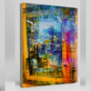 “The Window Out” archival canvas print by Durham J White, featuring a layered photographic artwork of the Daylesford and Macedon Ranges countryside in terracotta, burnt orange, deep violet, and luminous blue tones.