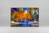 “Tree of Life Melbourne – Electric Blue” framed ChromaLuxe metal print by Durham J White, featuring a layered photographic artwork blending Flinders Street Station and many of Melbourne's iconic landmarks and an organic tree canopy in electric blue, amber, and gold.