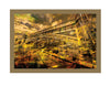 Contemporary Melbourne urban landscape artwork featuring Princes Bridge with layered city reflections and warm golden tones by Durham J White