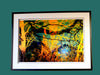 a sea beyond — Macedon Ranges layered landscape in lush greens and golden tones by Durham J White. Glass Framed Fine Art Print.