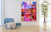 “Deep Meditative Therapy” archival canvas print by Durham J White, featuring an abstract nature layered photographic artwork of the Australian landscape in rich hot pinks, deep blues, reds, and burnt oranges.  Feature art in a modern living space.