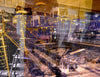 "Keeping Up a Pier Glance 3" archival canvas print by Durham J White, featuring a layered photographic artwork of the Mornington waterfront with a boat loading dock and pier in earthy purples, sandy caramels, and a glimpse of night sky.