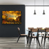 “Piper Street 3view” archival canvas print by Durham J White, featuring a layered photographic artwork of Kyneton's historic Piper Street in radiant ambers, glowing oranges, and earthy golden registers styled in a modern living space.