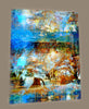 “Reminiscing” archival canvas print by Durham J White, featuring a layered photographic artwork of Glenlyon with cornflower blues, autumn reds, evoking a dreamlike Japanese landscape with white cloud snow-cap illusions and cherry blossom pink tones.