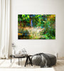 “The Fairytale Garden” archival canvas print by Durham J White, featuring a layered photographic artwork of the Australian countryside with deep lush greens and moonlit blues in a modern relaxing space.