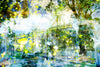 Glisten – Australian nature landscape by Durham J White. Sunlight catching lime and yellow leaves with a heritage cottage dissolving into a luminous layered photographic composition.