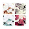 Four abstract cherry blossom art coasters with different colour scheme